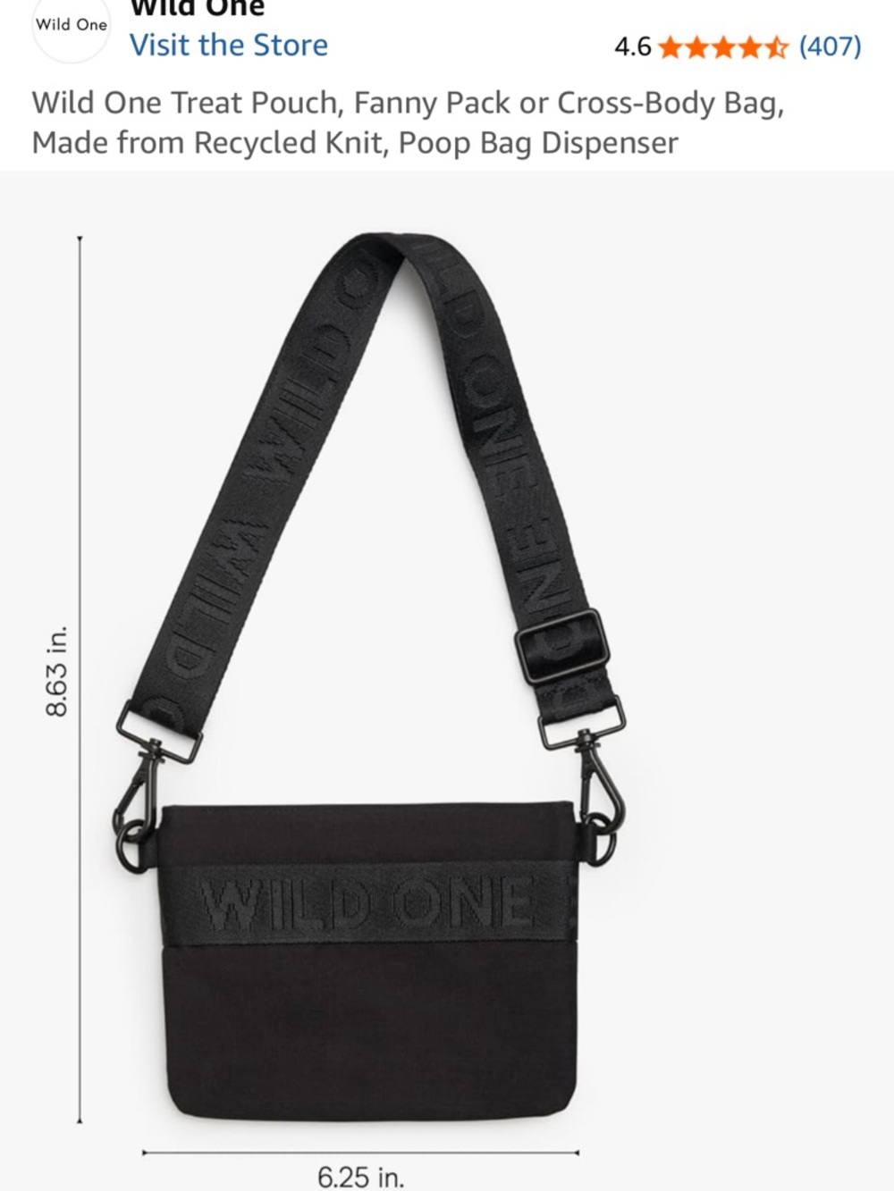 Wild One Black Crossbody Treat Pouch - Picture 3 of 11